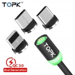 TOPK  1M Upgraded Magnetic Cable Micro USB Cable amp; USB Type C Quick Charging Data Sync Fast Charging Type-C USB C for Samsung