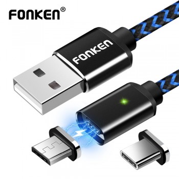 FONKEN Magnetic Cable Micro USB Type C Magnet Phone Cable Quick Charger USB Charge Cord for Samsung Xiaomi Huawei Android Mobile