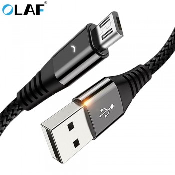 Olaf Micro USB Cable 2.4A LED Fast Charging USB Data Cable Mobile Phone Charging Cable for Samsung S7 S6 Huawei Android Cable