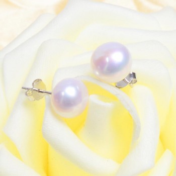 ASHIQI 100% Natural Freshwater Pearl Earrings, Real 925 Sterling Silver Stud earring  7-11mm Pearl jewelry supplier For women