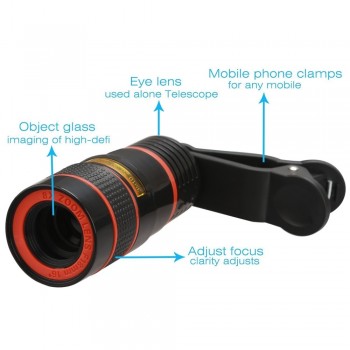 COOLTODAY Universal 8X Zoom Optical Phone Telescope Portable Mobile Phone Telephoto Camera Lens For Iphone X 8 7 Samsung Huawei