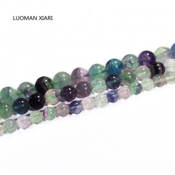LUOMAN XIARI Round Natural Fluorite Stone Beads For Jewelry Making DIY Bracelet Necklace Material 4/6/8/10/12 mm Strand 15