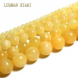 LUOMAN XIARI Round Natural Topaz Jade Stone Beads For Jewelry Making DIY Bracelet Necklace Material 4/ 6/8/10/12mm Strand 15