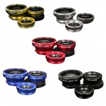 3 in 1 Mobile Phone Lenses Fish Eye Wide Angle Macro Camera Lens Set Universal Clip Photo Accessory