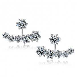 Jemmin New Fashion 925 Sterling Silver Shiny Crystal Beads Neckband Stud Earrings for Women Wedding Bijoux Brincos