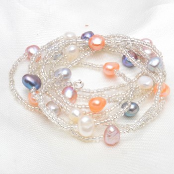 ASHIQI Natural Freshwater Baroque Pearl Necklace For Women 120cm Long White Crystal Beads With 925 Silver Clasp Jewelry