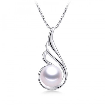 Amazing Price Silver 925 Genuine Freshwater Pearl Angel wings Pendants 100% Natural Pearl Necklace With Chain Fashion Jewelry