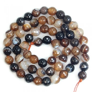 wholesale Faceted Coffee Striated Agates Onyx Round Beads For Jewelry Making 15 Pick Size 4,6,8,10,12mm Making Bracelet -F00045