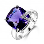 Charm 13x13MM Large Stones Natural Purple Amethyst Rings 100% Genuine 925 Sterling Silver Women Fashion Jewelry Gift Promotion