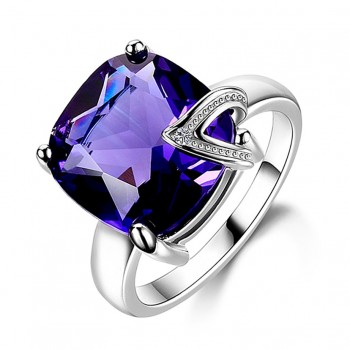 Charm 13x13MM Large Stones Natural Purple Amethyst Rings 100% Genuine 925 Sterling Silver Women Fashion Jewelry Gift Promotion