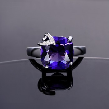 Charm 13x13MM Large Stones Natural Purple Amethyst Rings 100% Genuine 925 Sterling Silver Women Fashion Jewelry Gift Promotion
