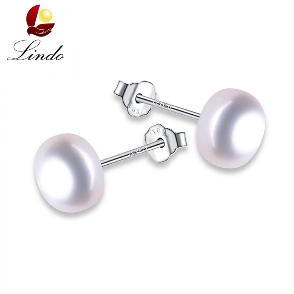 100% Real Natural Freshwater Pearl Stud Earrings For Women 925 Sterling Silver Pearl Jewelry Hot selling Lowest Price 8-9mm