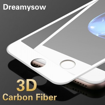 Dreamysow Only Blackamp;White 3D Carbon Fiber Tempered Glass for iphone X 5.8inch Screen Protector film For iPhone 8 7 6 6S Plus XS