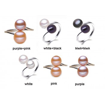 100% Natural Freshwater adjustable Double beads Ring Creative Ring for Women 925 Silver Pearl jewelry Decorative Gifts With Box