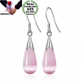 OMHXZJ Wholesale Fashion jewelry Girl woman man Men Red agate Drops water Opal cats eye 925 sterling silver Stud earrings YS08