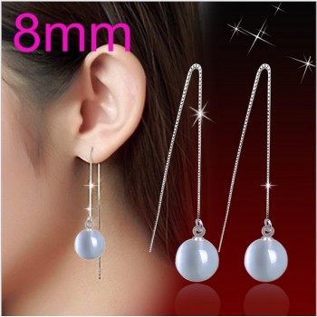 OMHXZJ Wholesale Fashion jewelry Girl woman man Men Red agate Drops water Opal cats eye 925 sterling silver Stud earrings YS08
