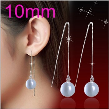 OMHXZJ Wholesale Fashion jewelry Girl woman man Men Red agate Drops water Opal cats eye 925 sterling silver Stud earrings YS08