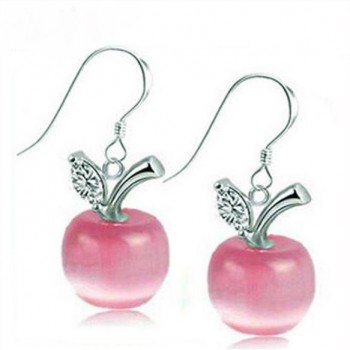 OMHXZJ Wholesale Fashion jewelry Girl woman man Men Red agate Drops water Opal cats eye 925 sterling silver Stud earrings YS08