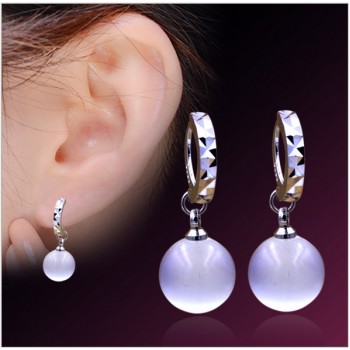 OMHXZJ Wholesale Fashion jewelry Girl woman man Men Red agate Drops water Opal cats eye 925 sterling silver Stud earrings YS08