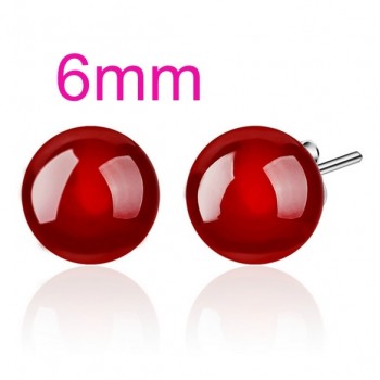 OMHXZJ Wholesale Fashion jewelry Girl woman man Men Red agate Drops water Opal cats eye 925 sterling silver Stud earrings YS08