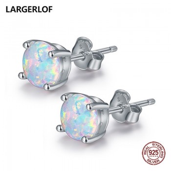 LARGERLOF 925 Sterling Silver Women Opal Earrings silver 925 jewelry Silver Earring 925 earrings female ED49004