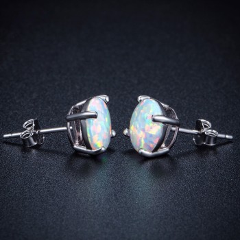 LARGERLOF 925 Sterling Silver Women Opal Earrings silver 925 jewelry Silver Earring 925 earrings female ED49004