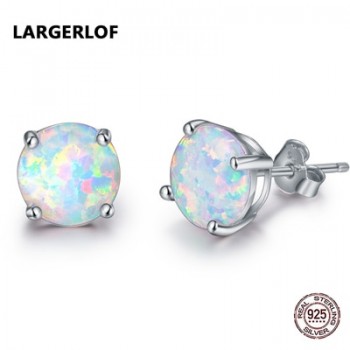 LARGERLOF 925 Sterling Silver Women Opal Earrings silver 925 jewelry Silver Earring 925 earrings female ED49004