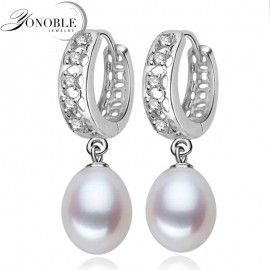 Real freshwater pearl earrings for women,925 sterling silver pearl earrings fine white pearl earrings jewelry brincos perolas