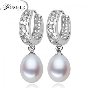 Real freshwater pearl earrings for women,925 sterling silver pearl earrings fine white pearl earrings jewelry brincos perolas