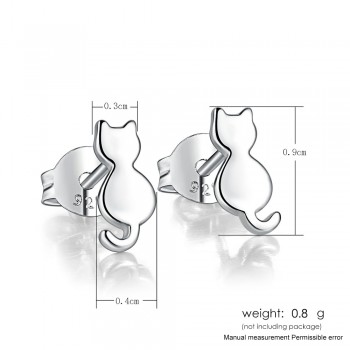 LAMOON 2018 New Lovely Cat Shaped 100% Real 925-Sterling-Silver Stud Earrings S925 Fine Jewelry For Women Girl Gift LMEY170