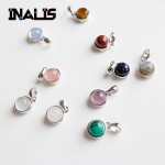 INALIS New Fine Jewelry S925 Sterling Silver Gemstone Pendant Agate Amethyst Tiger Eye Opal Redstone Sandstone Without Chain