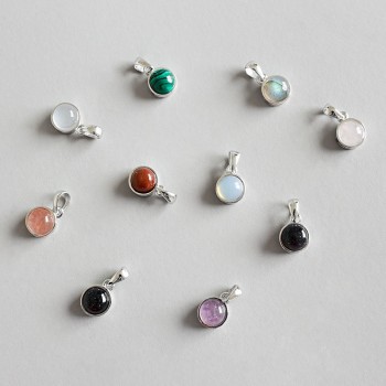 INALIS New Fine Jewelry S925 Sterling Silver Gemstone Pendant Agate Amethyst Tiger Eye Opal Redstone Sandstone Without Chain