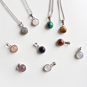 INALIS New Fine Jewelry S925 Sterling Silver Gemstone Pendant Agate Amethyst Tiger Eye Opal Redstone Sandstone Without Chain