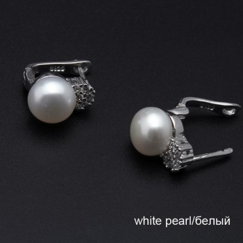 925 sterling silver earrings with pearl,real black natural freshwater earrings pearl women,clip on earrings