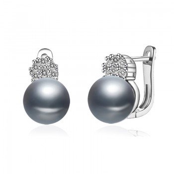 925 sterling silver earrings with pearl,real black natural freshwater earrings pearl women,clip on earrings