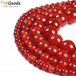 TopGoods Natural Stone Beads Red Agate Round Loose Onyx Design Bracelet 4 6 8 10 12 14mm Carnelian Beads for Jewelry Making