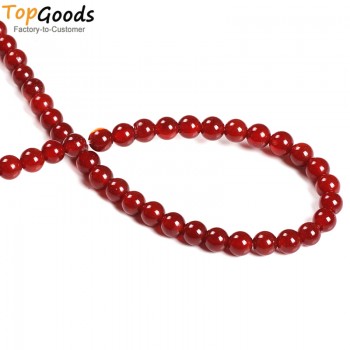 TopGoods Natural Stone Beads Red Agate Round Loose Onyx Design Bracelet 4 6 8 10 12 14mm Carnelian Beads for Jewelry Making