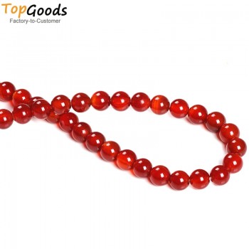 TopGoods Natural Stone Beads Red Agate Round Loose Onyx Design Bracelet 4 6 8 10 12 14mm Carnelian Beads for Jewelry Making
