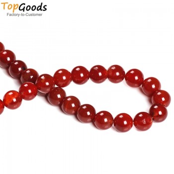 TopGoods Natural Stone Beads Red Agate Round Loose Onyx Design Bracelet 4 6 8 10 12 14mm Carnelian Beads for Jewelry Making