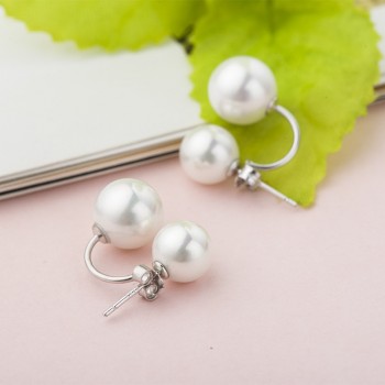 DR Real White Natural Pearl 925 Silver Stud Earrings Fine Jewelry Pearls Earrings for Women Size 6-8 MM High Quality