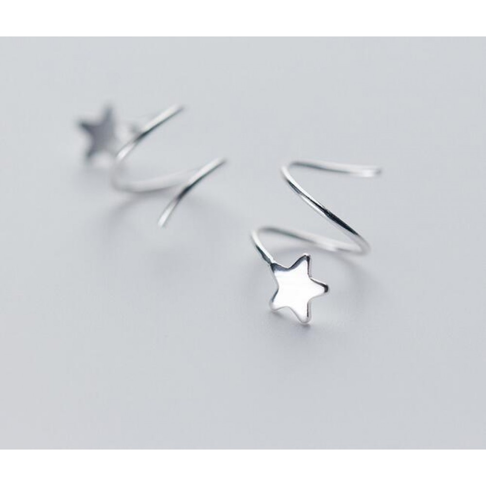 (so Small /Tinny earrings) 100% Real. 925 Sterling Silver Fine Jewelry Twisted Star ear Stud earrings GTLE1678