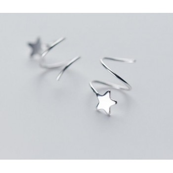 (so Small /Tinny earrings) 100% Real. 925 Sterling Silver Fine Jewelry Twisted Star ear Stud earrings GTLE1678