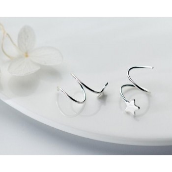 (so Small /Tinny earrings) 100% Real. 925 Sterling Silver Fine Jewelry Twisted Star ear Stud earrings GTLE1678