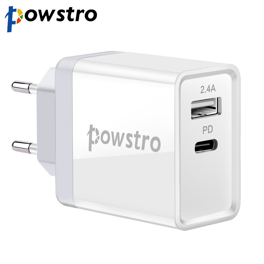 Powstro 30W Type-C Wall Charger Power Delivery Phone Charger Adapter For MacBook/iPhone X/8Plus Xiaomi USB-C Portable PD Charger