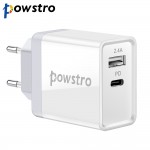 Powstro 30W Type-C Wall Charger Power Delivery Phone Charger Adapter For MacBook/iPhone X/8Plus Xiaomi USB-C Portable PD Charger