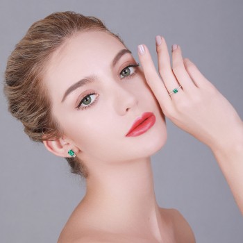 UMCHO Green Emerald Gemstone Rings for Women Genuine 925 Sterling Silver Fashion May Birthstone Ring Romantic Gift Fine Jewelry