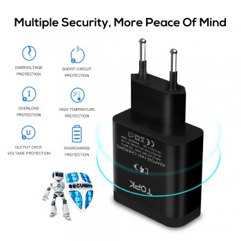 TOPK 18W Quick Charge 3.0 Fast USB Charger For iPhone Samsung Xiaomi huawei Travel Wall EU Plug Mobile Phone Charger adapter