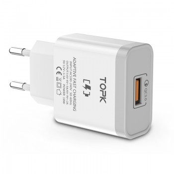 TOPK 18W Quick Charge 3.0 Fast USB Charger For iPhone Samsung Xiaomi huawei Travel Wall EU Plug Mobile Phone Charger adapter