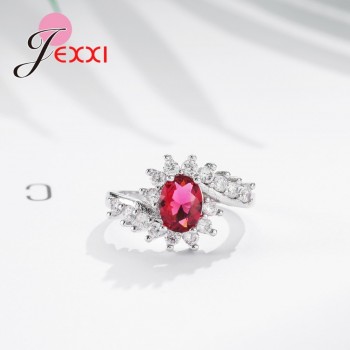 Jemmin Fashion Ripple 925 Sterling Silver Europe  America New Drop Shape Crystal Zircon Ring Jewelry Small Crystal