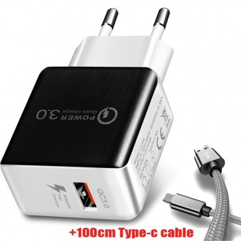 Universal QC3.0 USB Charger EU Plug 18W Quick Charge 3.0 Fast Adapter Wall Mobile Phone Charger for xiaomi huawei Samsung S8 S9